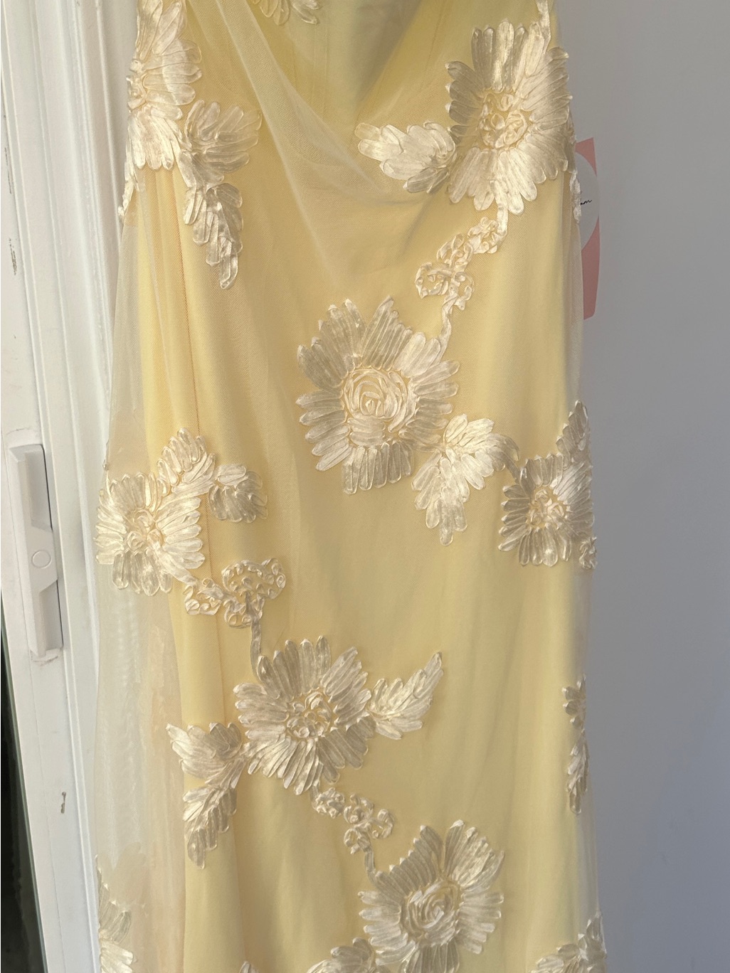 Kissprom Elegant Yellow Floral Appliqu Prom Dress